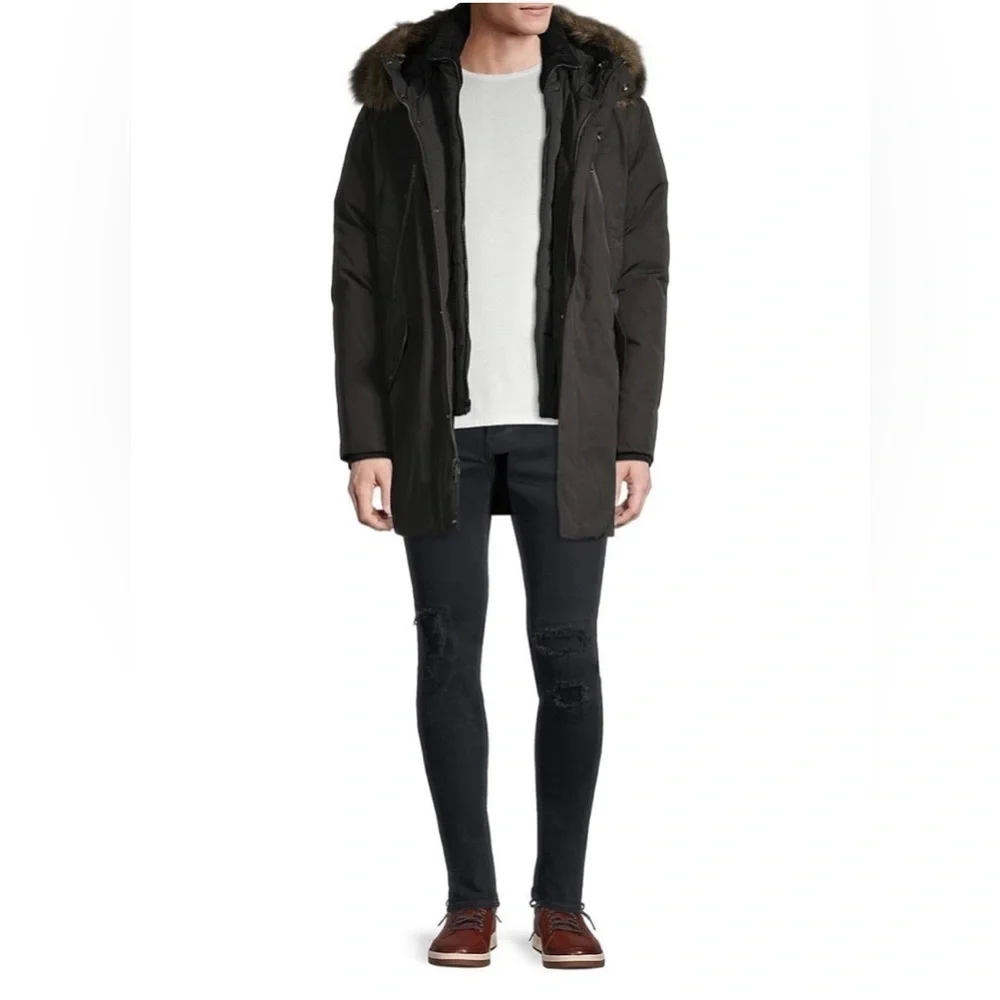 ANDREW MARC Ventura Lamb Fur-Lined & Faux Fur-Trimmed Parka in Black Men’s Sz S